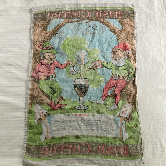Vintage 100% Irish Linen dish towel with Irish Coffee Recipe - Picture 9 of 10